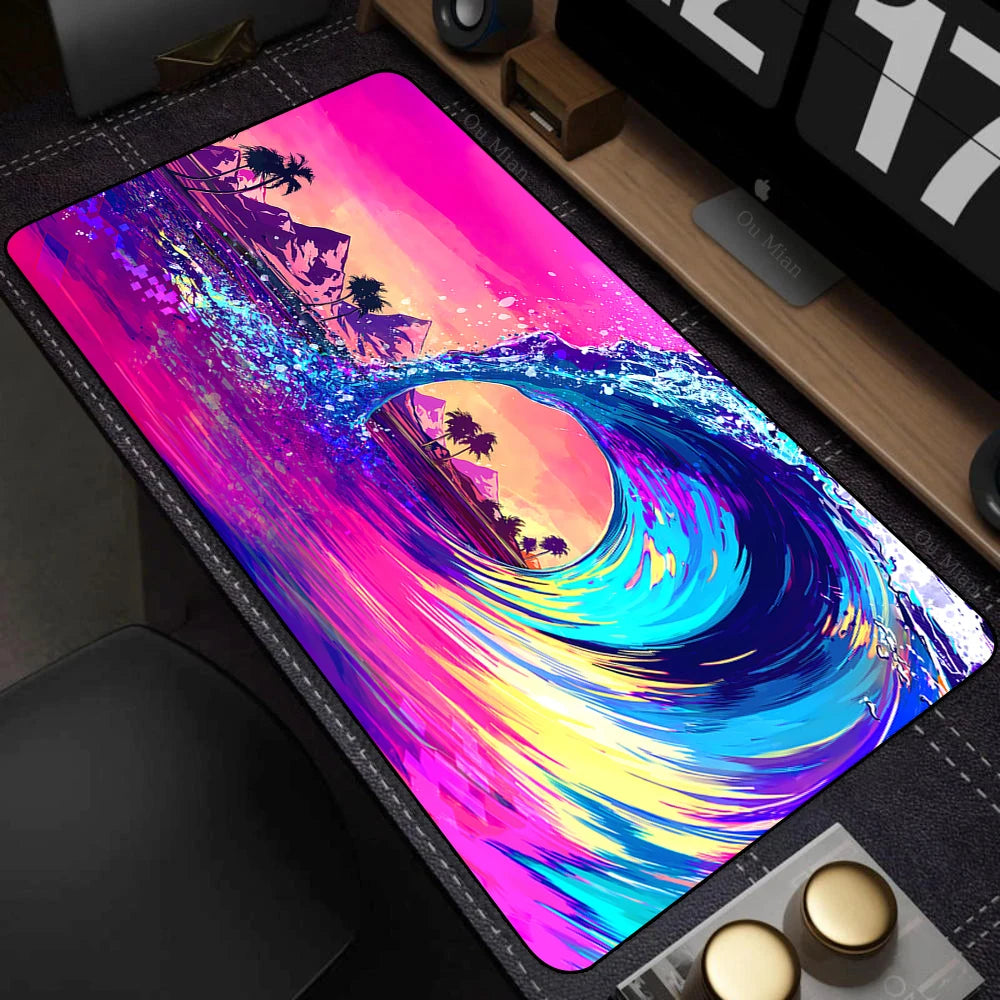 Japanese The Great Wave off Kanagawa Mouse Pad Large Computer Office Game Table Mats XL Rubber HD Gaming Mousepads Long Desk Mat