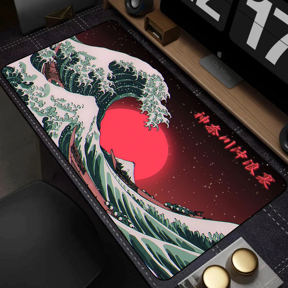 Japanese The Great Wave off Kanagawa Mouse Pad Large Computer Office Game Table Mats XL Rubber HD Gaming Mousepads Long Desk Mat