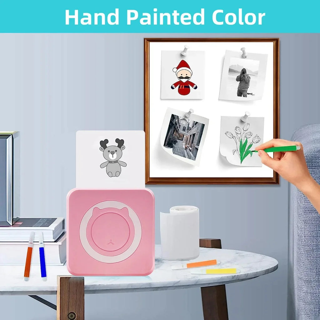 Portable Mini Thermal Printer Wirelessly BT 203dpi Photo Label Memo