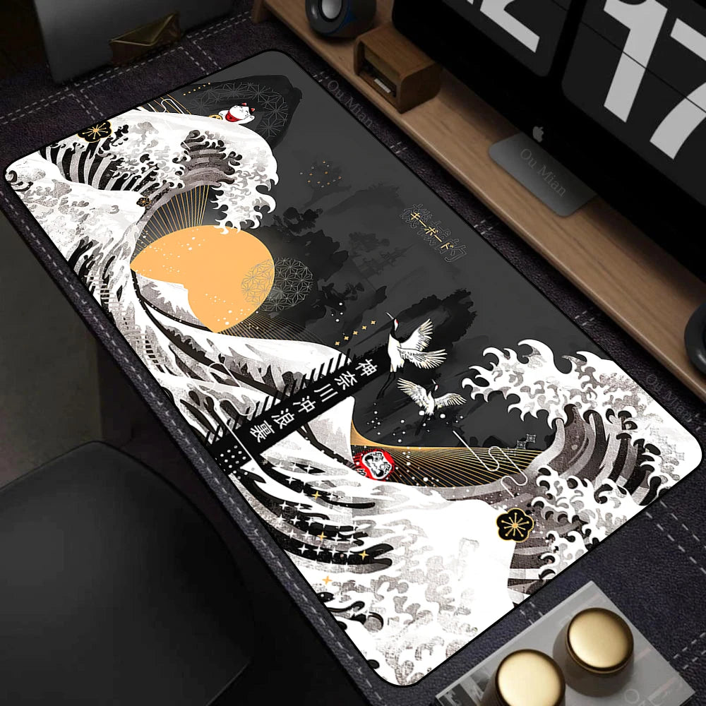 Japanese The Great Wave off Kanagawa Mouse Pad Large Computer Office Game Table Mats XL Rubber HD Gaming Mousepads Long Desk Mat