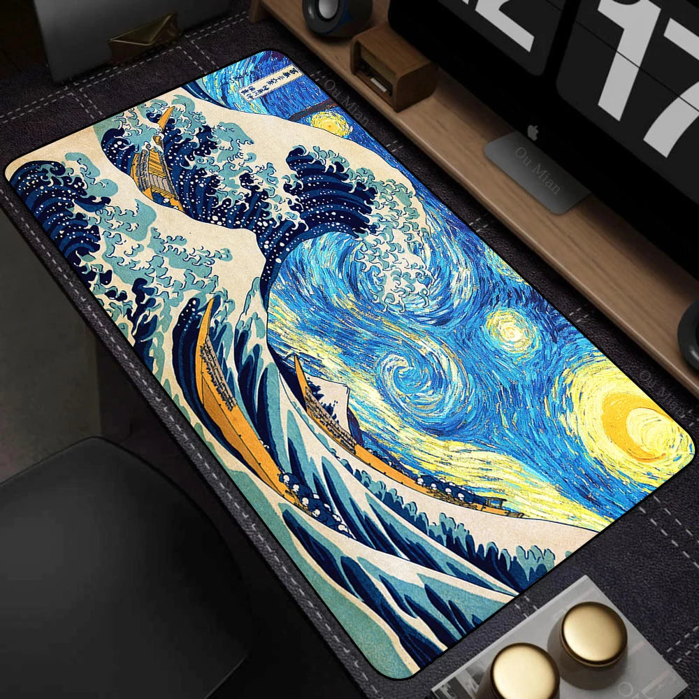 Japanese The Great Wave off Kanagawa Mouse Pad Large Computer Office Game Table Mats XL Rubber HD Gaming Mousepads Long Desk Mat