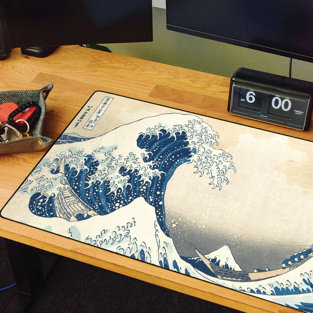 The Great Wave off Kanagawa Mouse Pad Large Desk Mat Keyboard Ergonomic Office Rubber PC Non-slip Anti-fray Home Custom