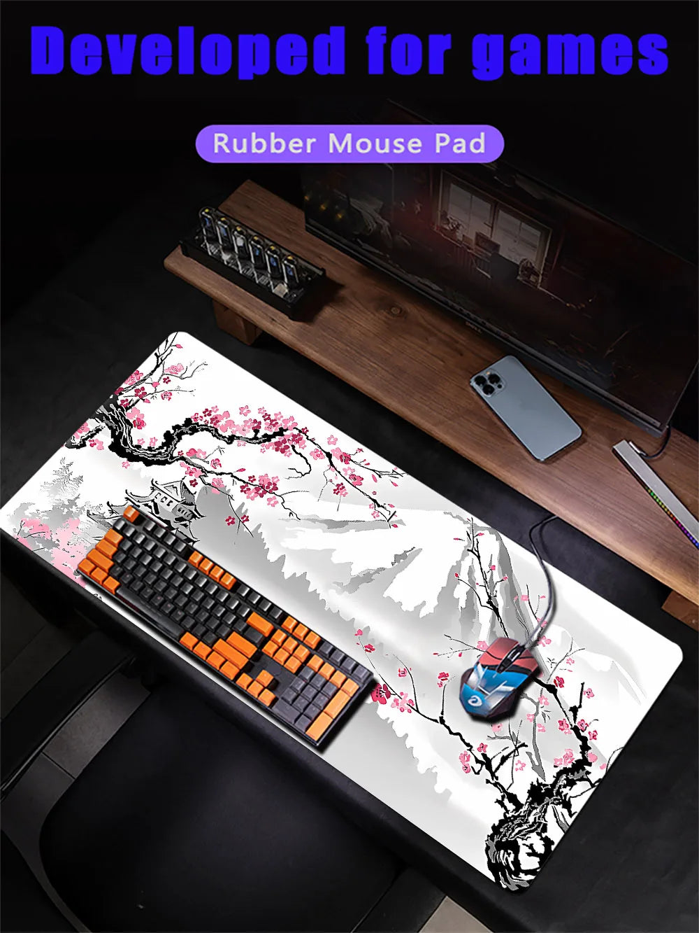 Cherry Blossom Mouse Pad Sakura Japanese Gaming Home Mousepad XXL Keyboard Mat Office Carpet Laptop Mice Pad Desk Accessory