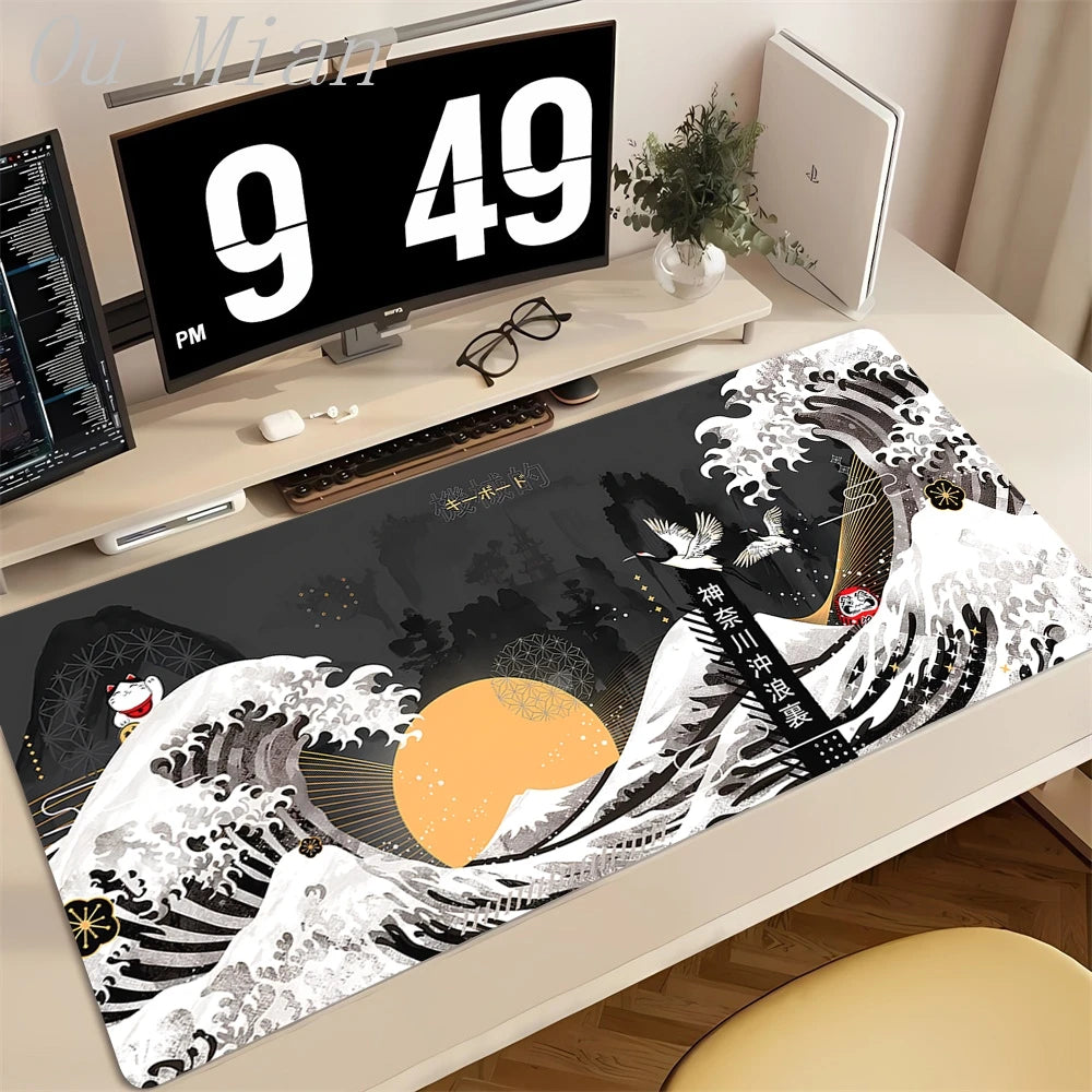 Japanese The Great Wave off Kanagawa Mouse Pad Large Computer Office Game Table Mats XL Rubber HD Gaming Mousepads Long Desk Mat