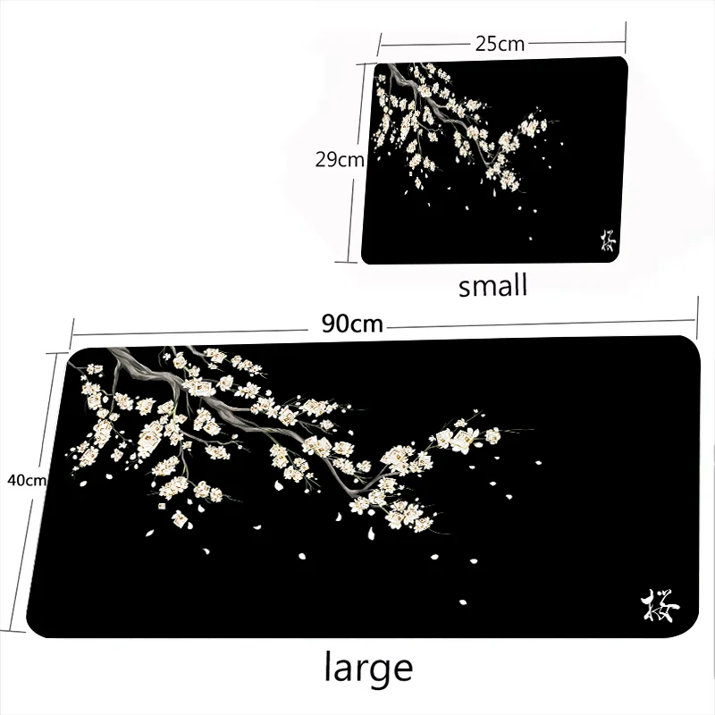 Japanese Style Pink Sakura Mouse Pad Black White XXL Gaming Office Mats Large Desk Mat Torii Art Rugs Laptop Gamer Table Cushion