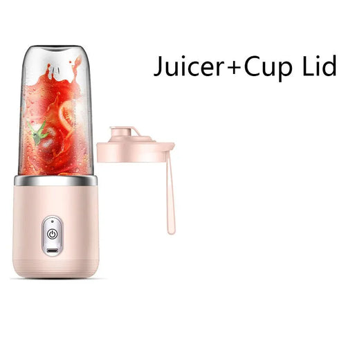 1pc Blue/Pink Portable Small Electric Juicer Stainless Steel Blade Cup