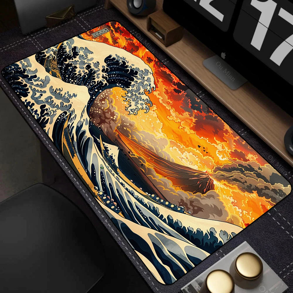 Japanese The Great Wave off Kanagawa Mouse Pad Large Computer Office Game Table Mats XL Rubber HD Gaming Mousepads Long Desk Mat