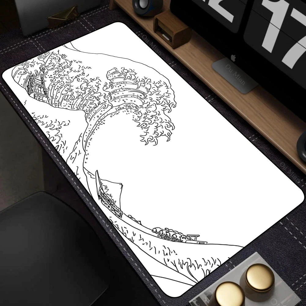 Japanese The Great Wave off Kanagawa Mouse Pad Large Computer Office Game Table Mats XL Rubber HD Gaming Mousepads Long Desk Mat