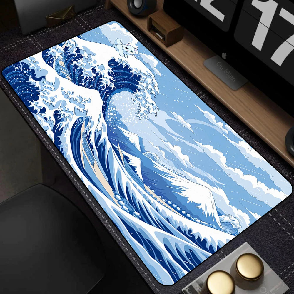 Japanese The Great Wave off Kanagawa Mouse Pad Large Computer Office Game Table Mats XL Rubber HD Gaming Mousepads Long Desk Mat