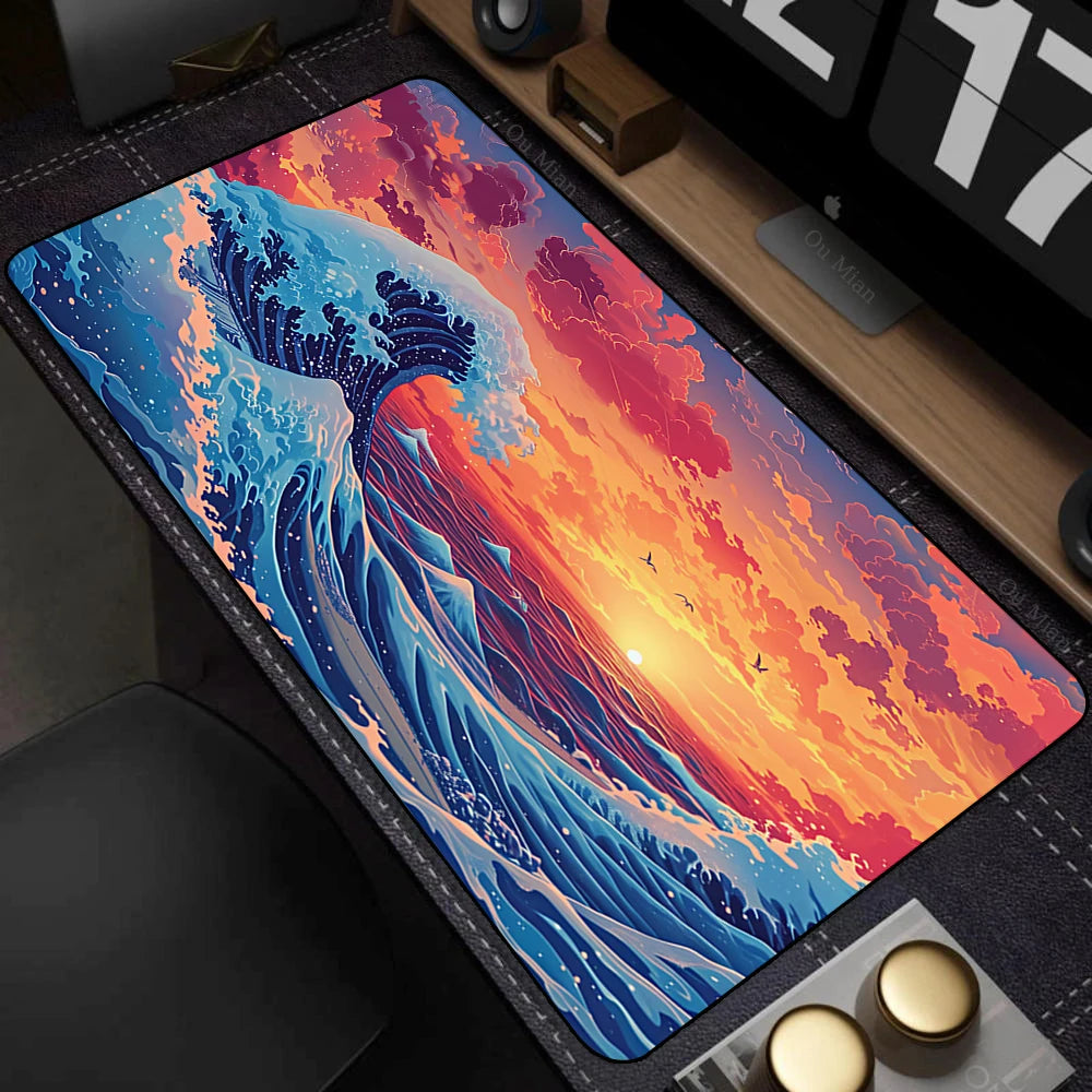 Japanese The Great Wave off Kanagawa Mouse Pad Large Computer Office Game Table Mats XL Rubber HD Gaming Mousepads Long Desk Mat