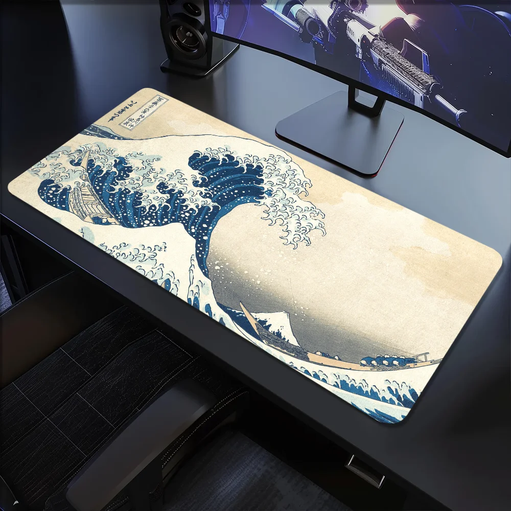 The Great Wave off Kanagawa Mouse Pad Large Desk Mat Keyboard Ergonomic Office Rubber PC Non-slip Anti-fray Home Custom