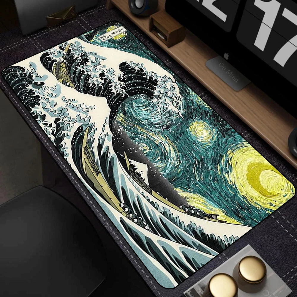 Japanese The Great Wave off Kanagawa Mouse Pad Large Computer Office Game Table Mats XL Rubber HD Gaming Mousepads Long Desk Mat