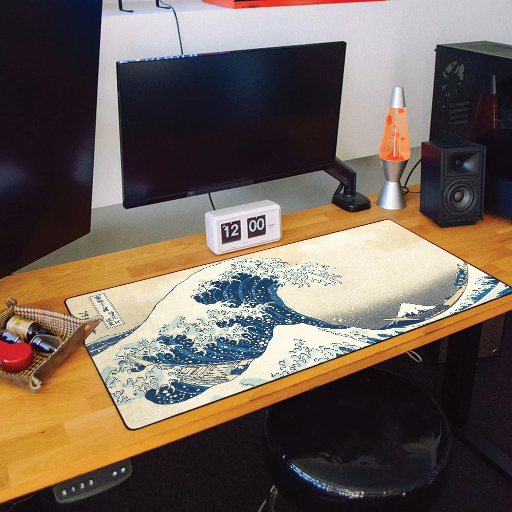The Great Wave off Kanagawa Mouse Pad Large Desk Mat Keyboard Ergonomic Office Rubber PC Non-slip Anti-fray Home Custom