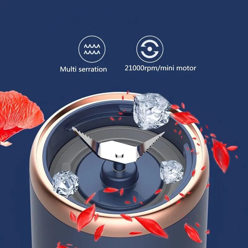 1pc Blue/Pink Portable Small Electric Juicer Stainless Steel Blade Cup