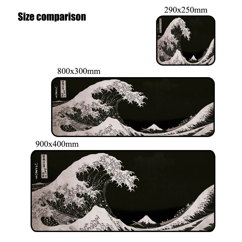 The Great Wave Off Kanagawa Black Gaming Mouse Pad Cushions Non-slip Pad Pad on The Table Carpet Gamepad Desk Gadget Mouse Mat