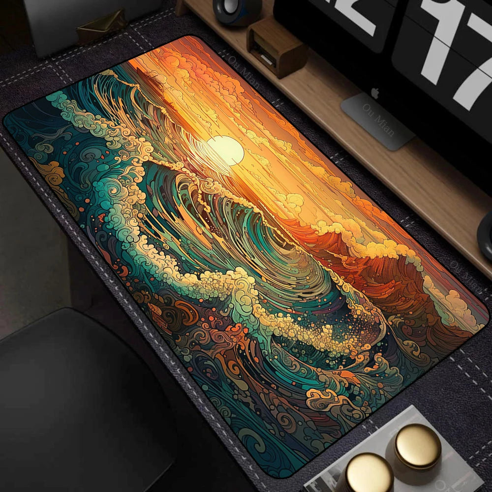 Japanese The Great Wave off Kanagawa Mouse Pad Large Computer Office Game Table Mats XL Rubber HD Gaming Mousepads Long Desk Mat
