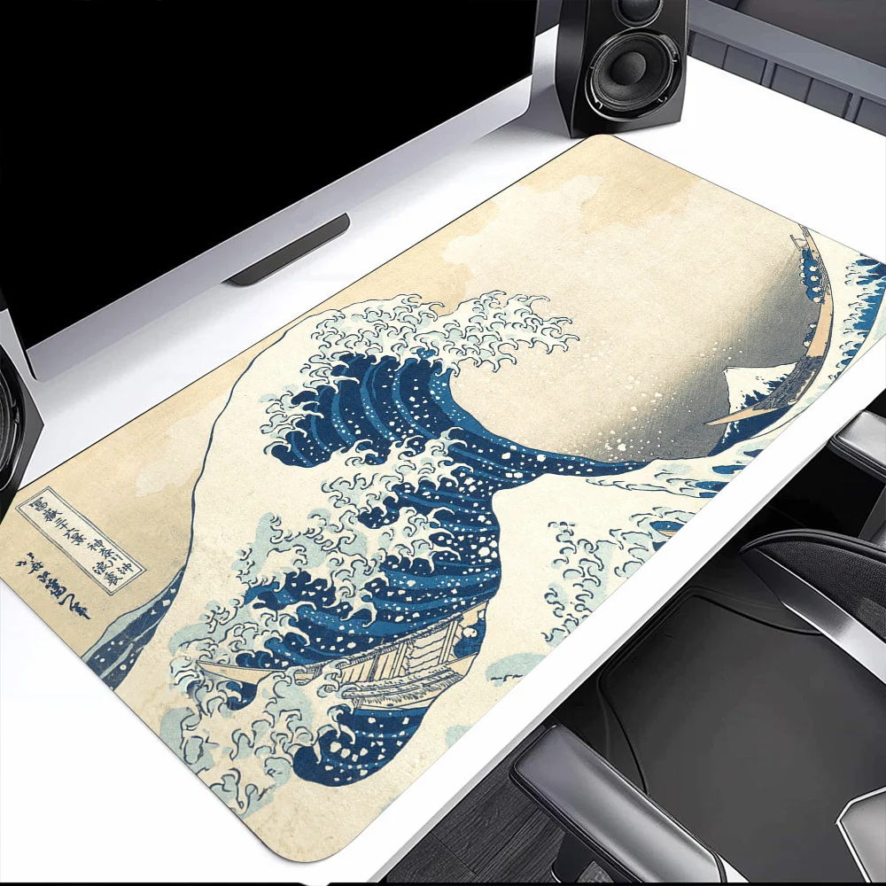 The Great Wave off Kanagawa Mouse Pad Large Desk Mat Keyboard Ergonomic Office Rubber PC Non-slip Anti-fray Home Custom