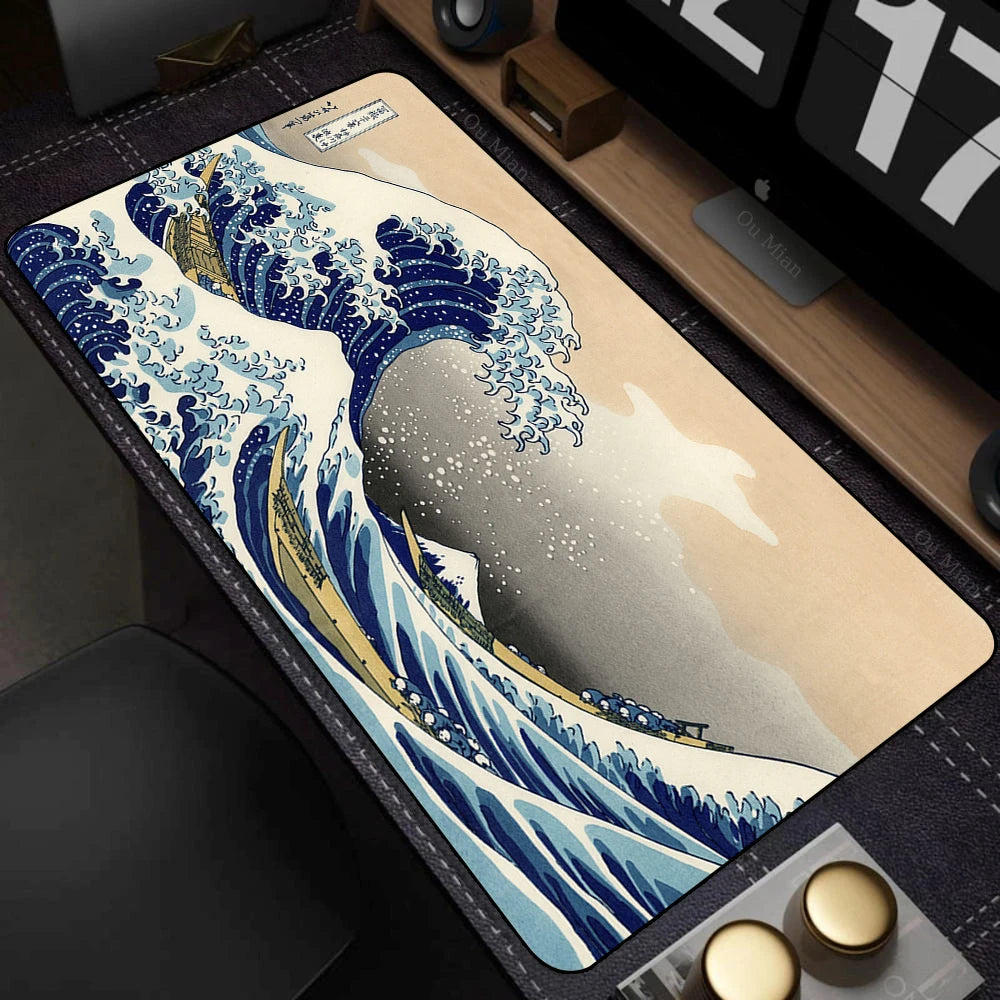 Japanese The Great Wave off Kanagawa Mouse Pad Large Computer Office Game Table Mats XL Rubber HD Gaming Mousepads Long Desk Mat