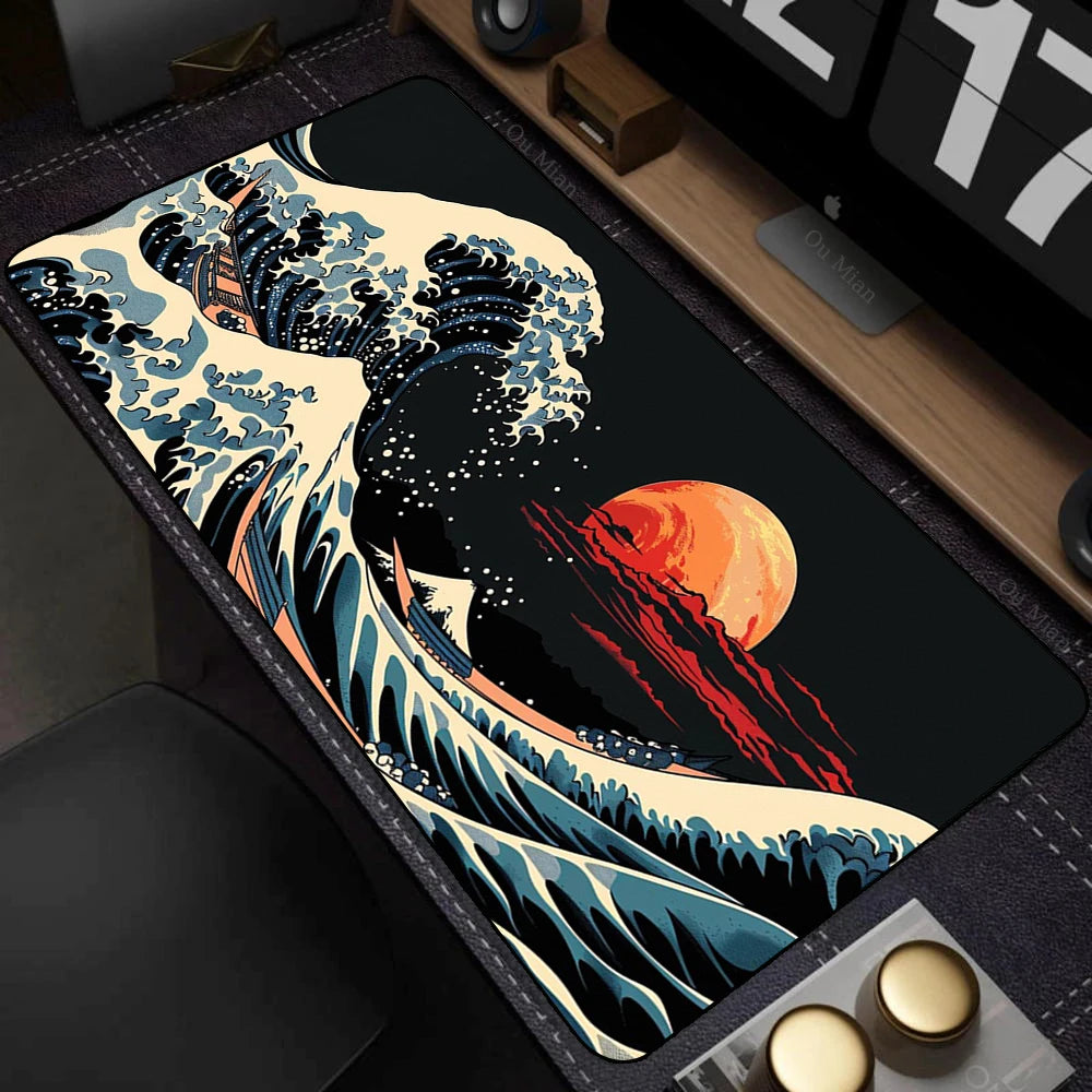 Japanese The Great Wave off Kanagawa Mouse Pad Large Computer Office Game Table Mats XL Rubber HD Gaming Mousepads Long Desk Mat