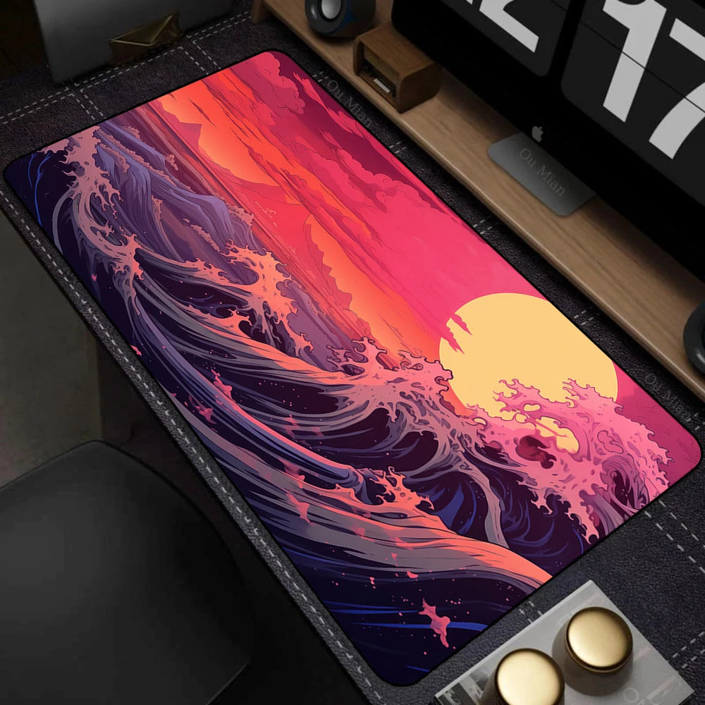 Japanese The Great Wave off Kanagawa Mouse Pad Large Computer Office Game Table Mats XL Rubber HD Gaming Mousepads Long Desk Mat