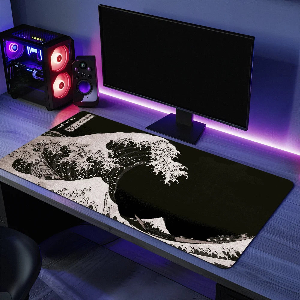The Great Wave off Kanagawa Mouse Pad Large Desk Mat Keyboard Ergonomic Office Rubber PC Non-slip Anti-fray Home Custom
