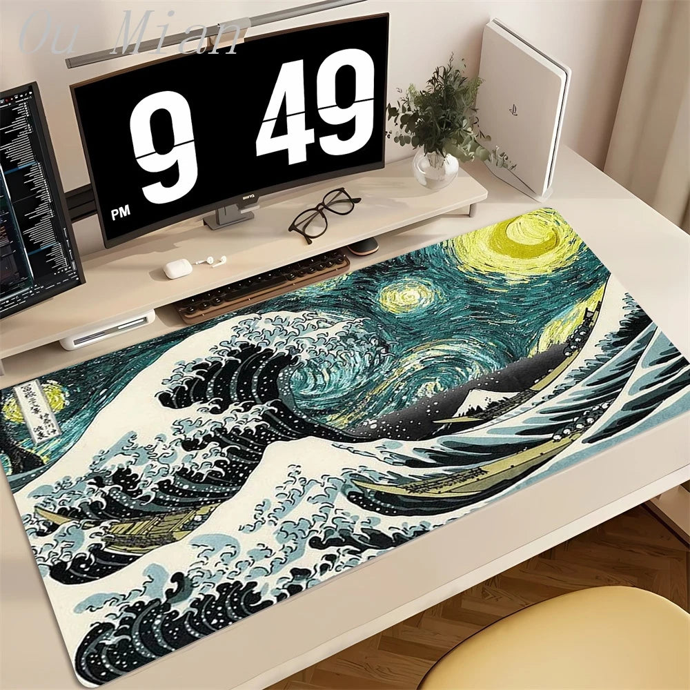 Japanese The Great Wave off Kanagawa Mouse Pad Large Computer Office Game Table Mats XL Rubber HD Gaming Mousepads Long Desk Mat
