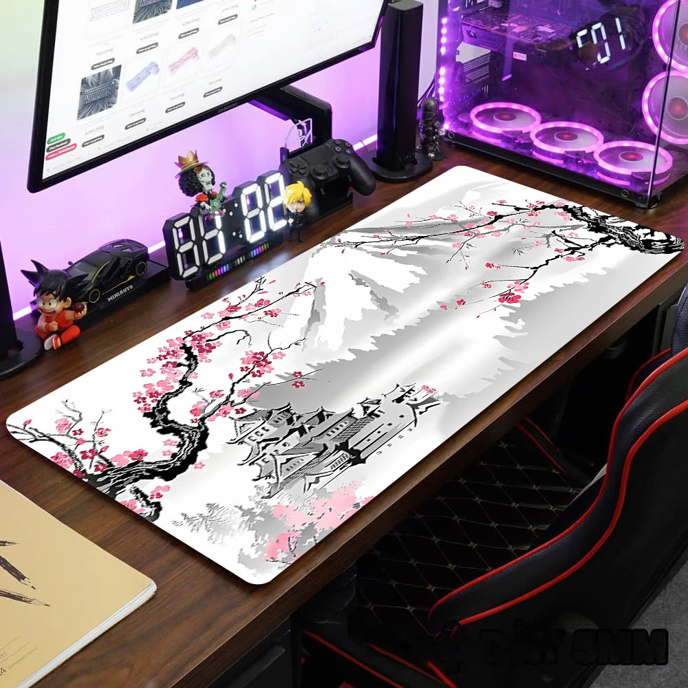 Cherry Blossom Mouse Pad Sakura Japanese Gaming Home Mousepad XXL Keyboard Mat Office Carpet Laptop Mice Pad Desk Accessory