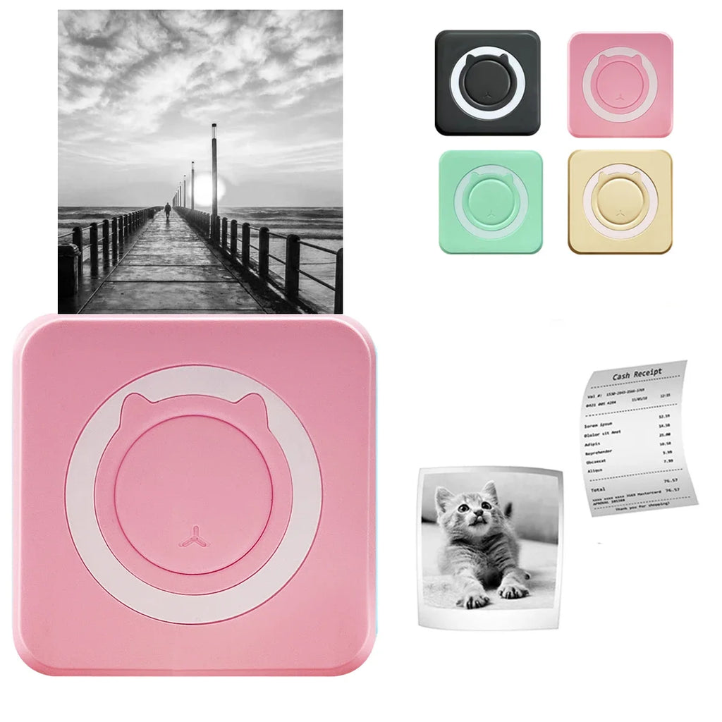 Portable Mini Thermal Printer Wirelessly BT 203dpi Photo Label Memo