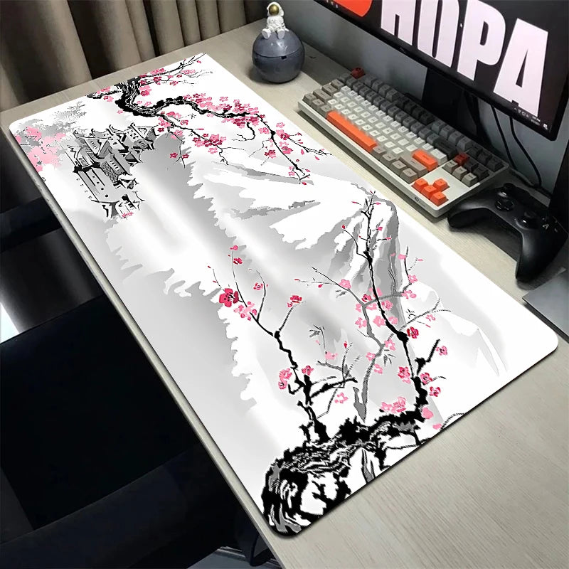 Cherry Blossom Mouse Pad Sakura Japanese Gaming Home Mousepad XXL Keyboard Mat Office Carpet Laptop Mice Pad Desk Accessory