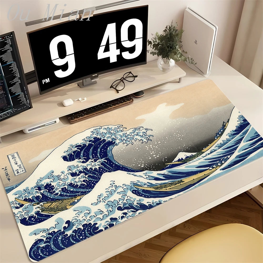 Japanese The Great Wave off Kanagawa Mouse Pad Large Computer Office Game Table Mats XL Rubber HD Gaming Mousepads Long Desk Mat